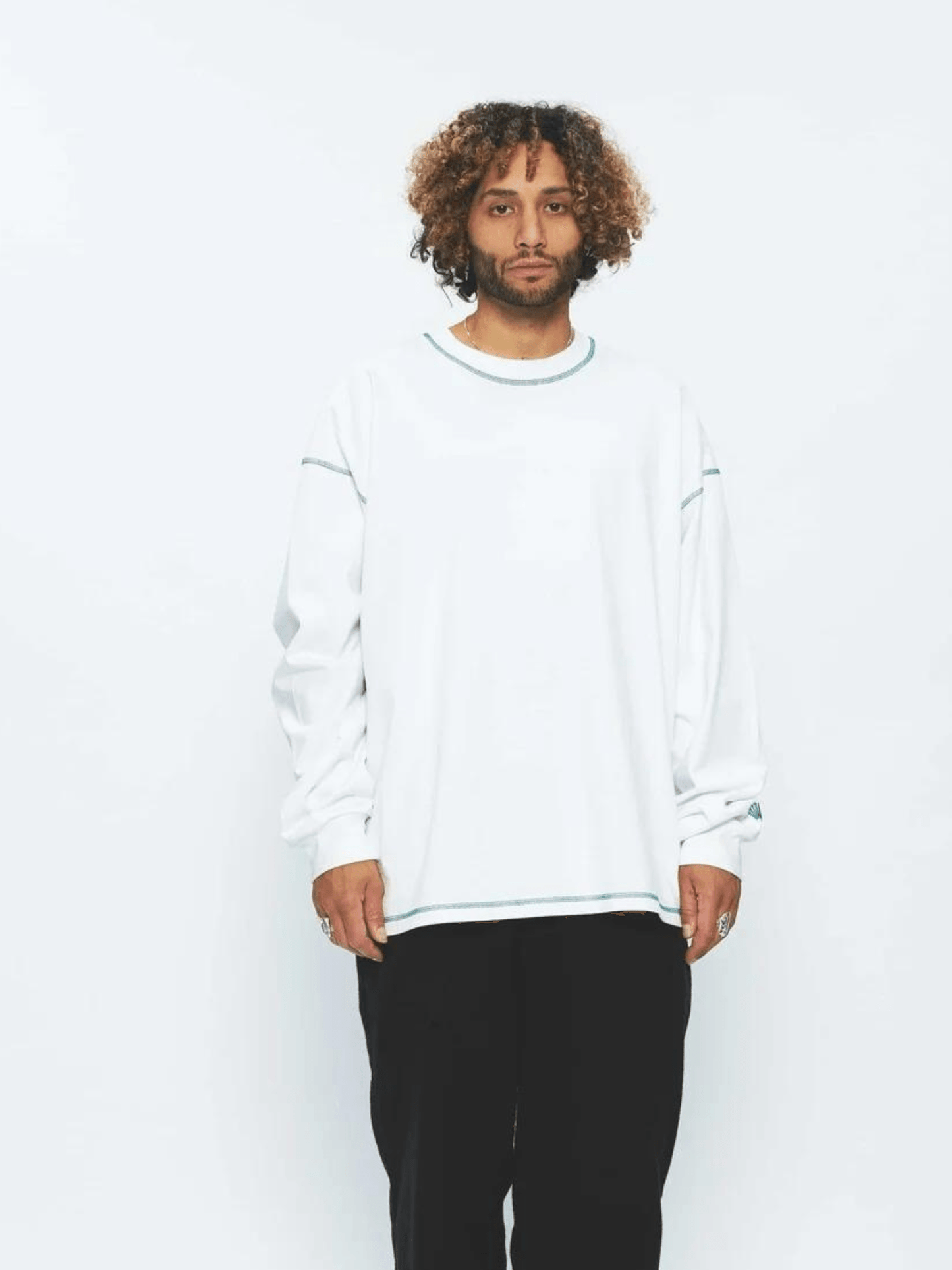New Amsterdam Surf Association Contrast Longsleeve in Wit/Groen