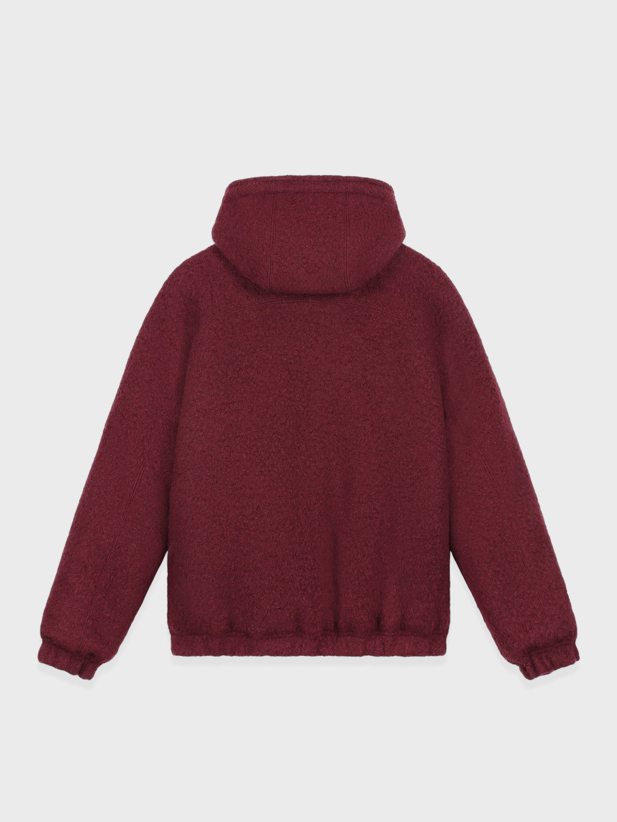 Arte Antwerp Boiled Wool Hooded Jacket in Bordeaux, achteraanzicht