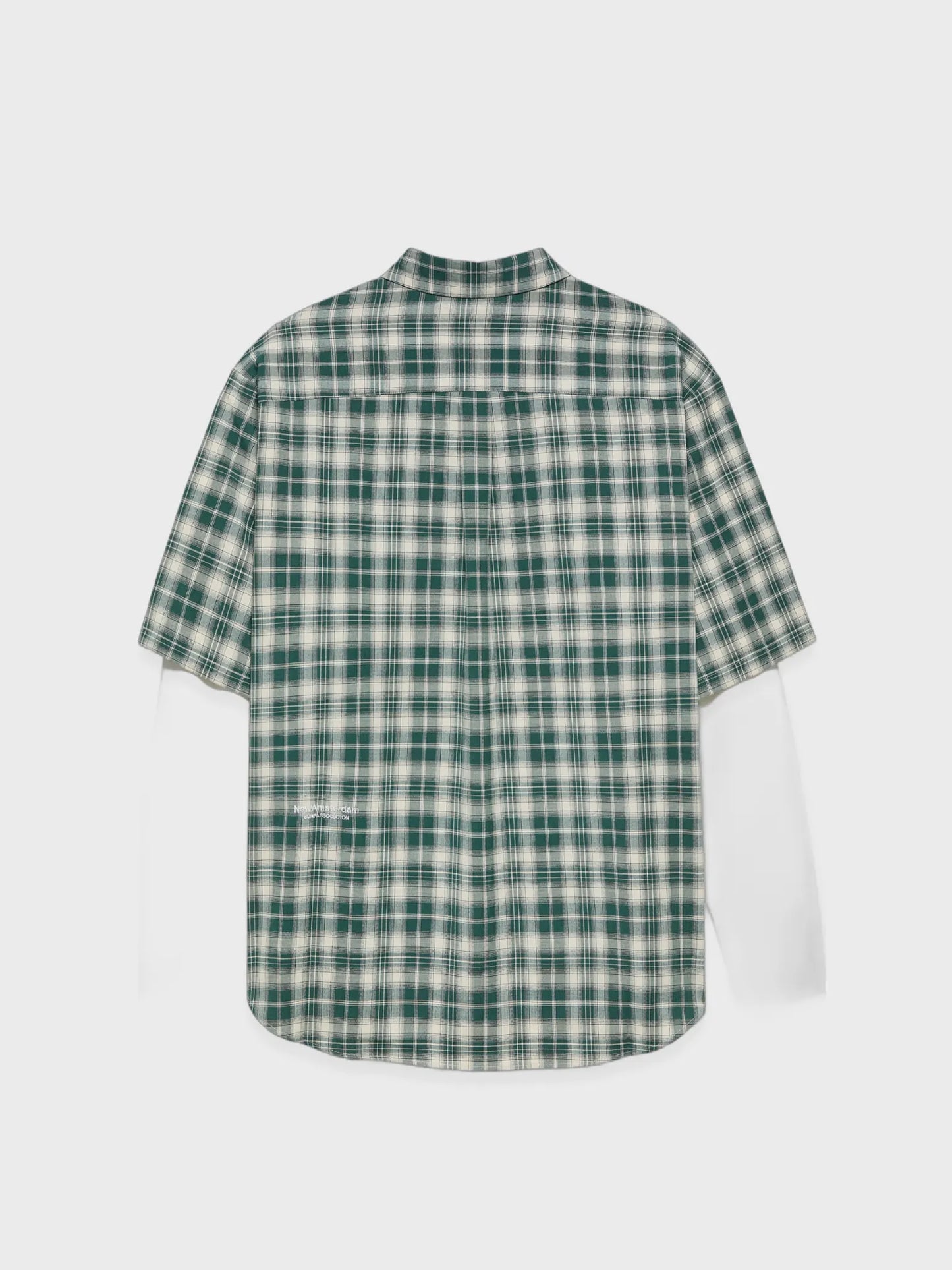 New Amsterdam Surf Association Double Layer Shirt in groen/witte ruit, voorkant
