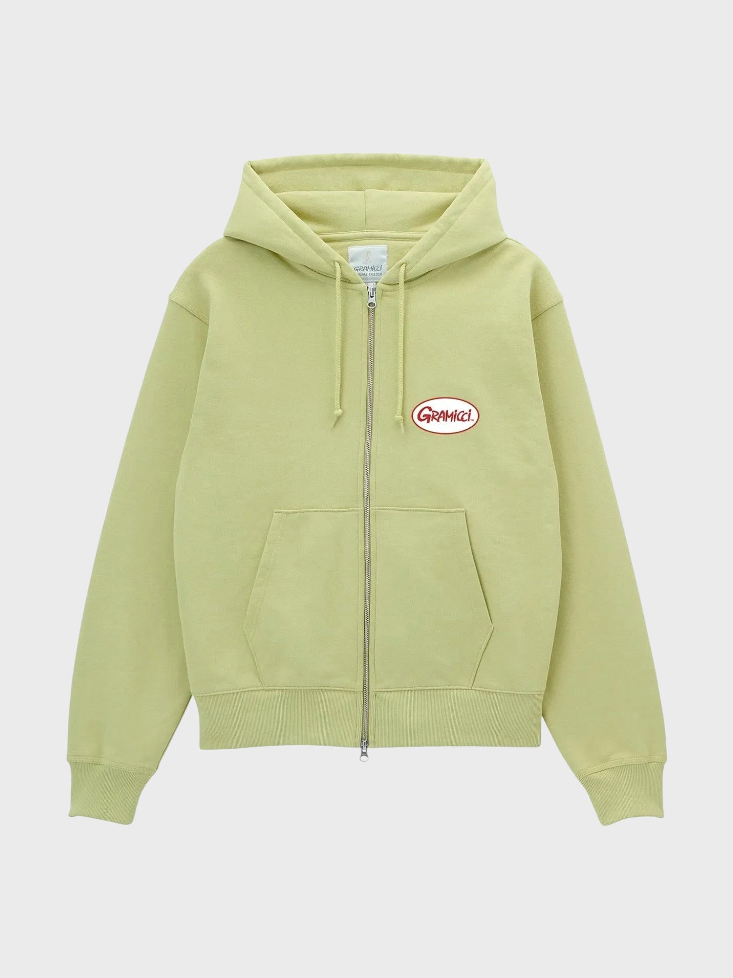 Oval Patch Zip Hooded Sweatshirt — front
