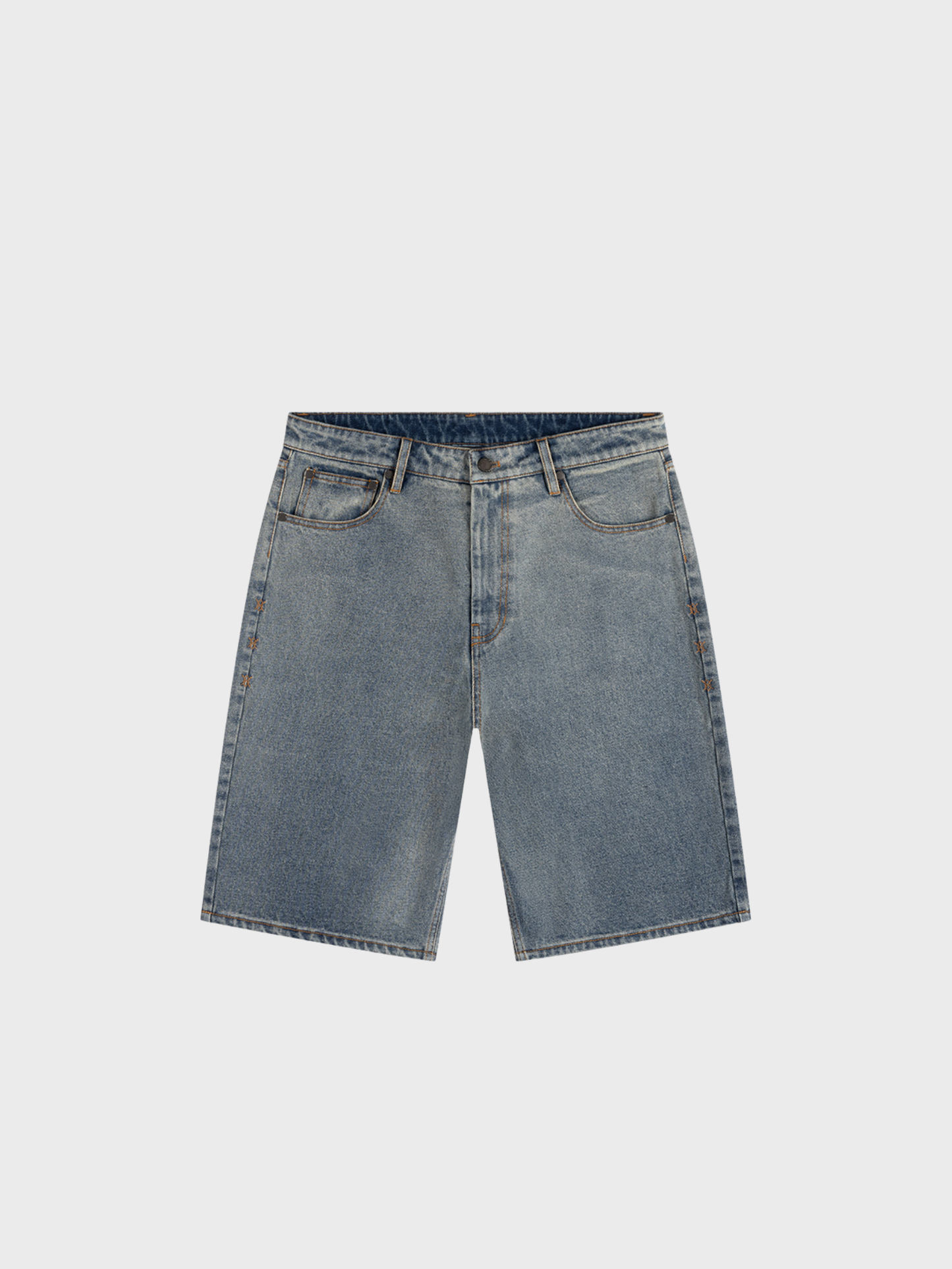 Compact Shield Embroidery Denim Shorts