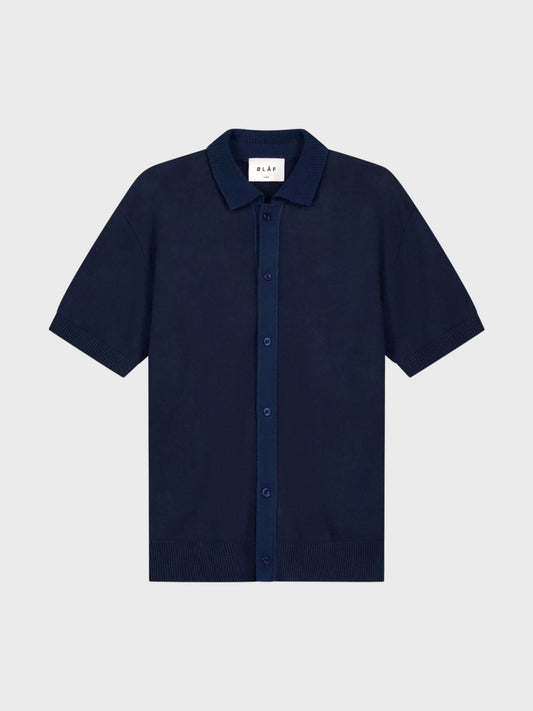 Linen Knitted Ss Polo — front