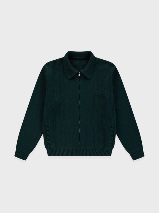 Cable Knit Zip Cardigan — front