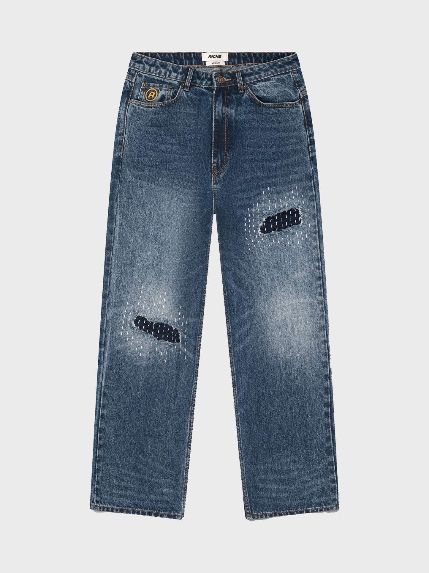 Sashiko Repair Denim Jeans — front