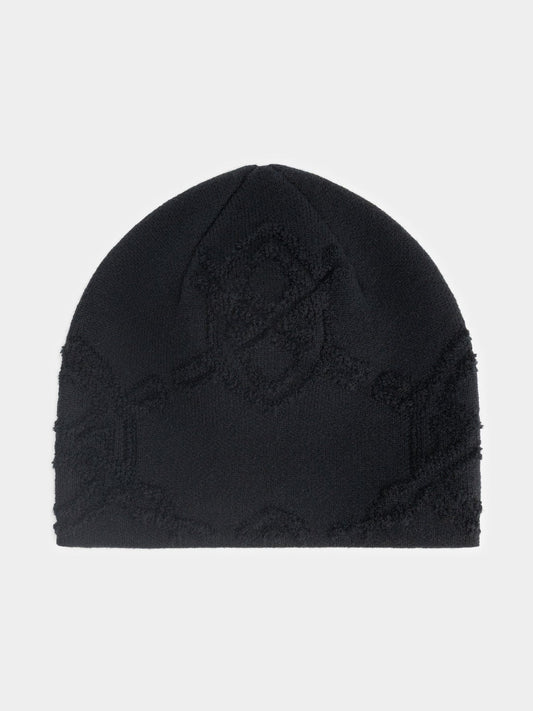 Textured Shield Skull Cap Beanie — front