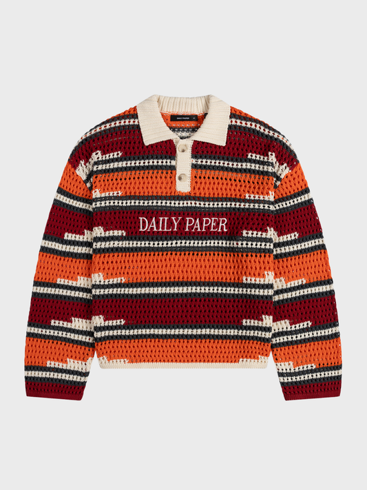 Kente Stripe Knit Polo