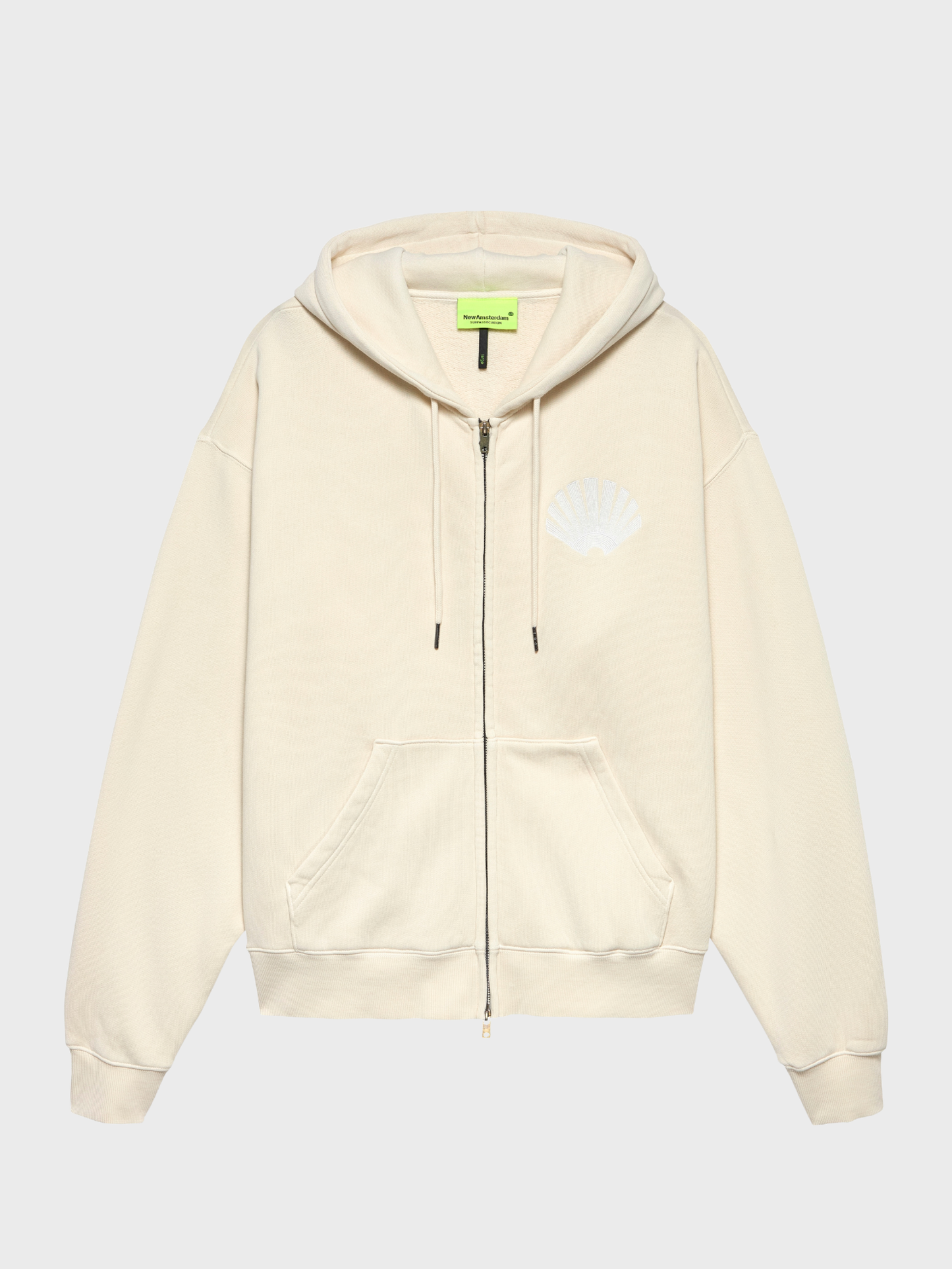 Logo Zip Hoodie Ecru/White