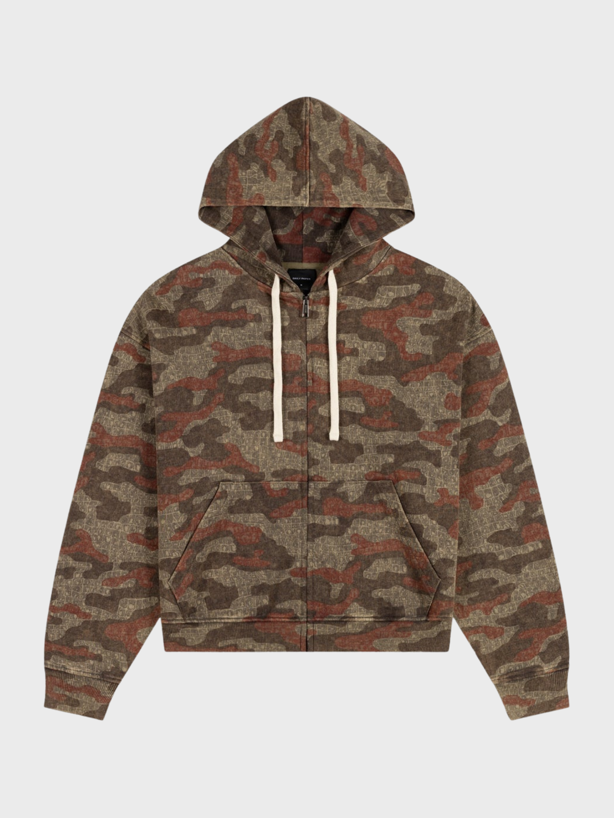 Boxy Camo Zip Up Hoodie