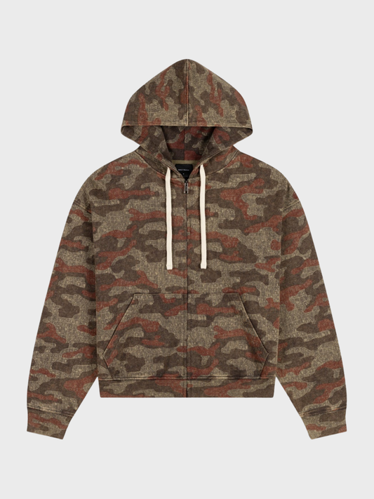 Daily Paper Boxy Camo Zip Up Hoodie – Stone Gray