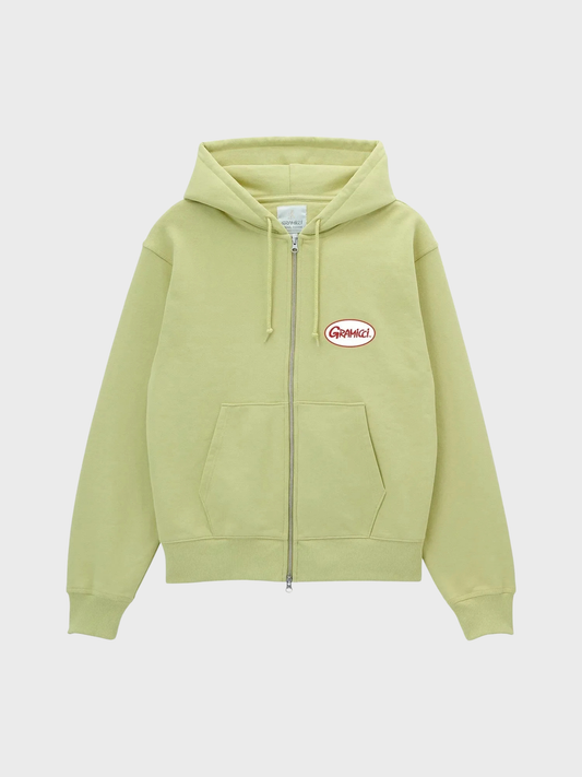 Oval Patch Zip Hooded Sweatshirt
