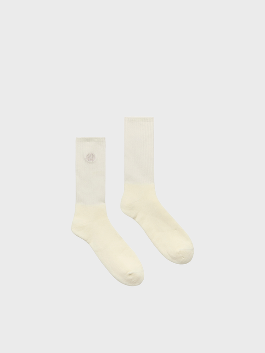 New Amsterdam Surf Association geborduurd sokken in Washed White, voorkant