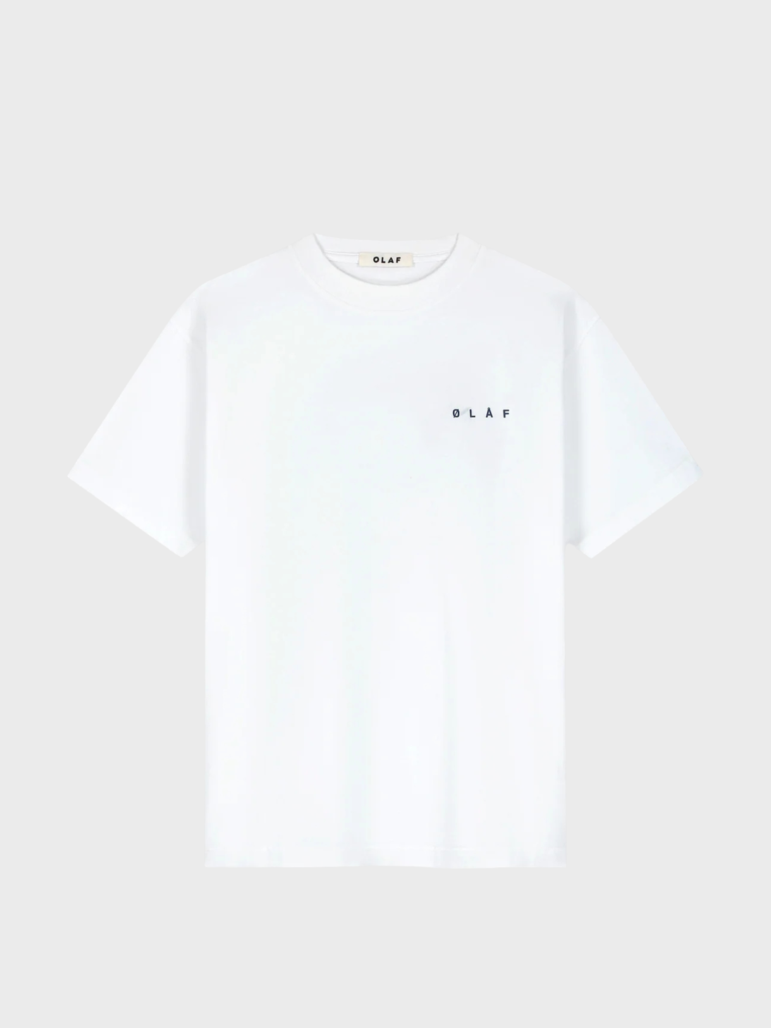 OLAF Lasso Face Tee in optisch wit, voorkant met klein logo