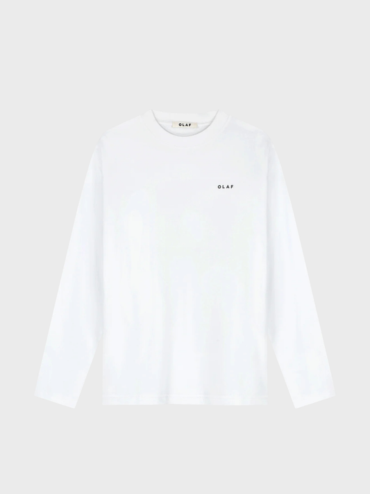 OLAF Broken Plate Ls Tee lange mouwen in opticalwhite, voorkant.