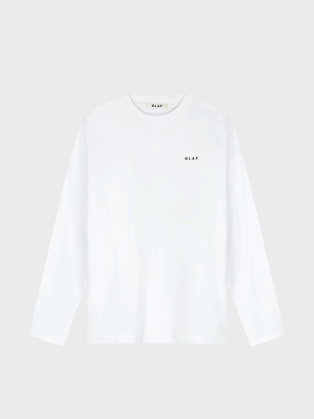 OLAF Broken Plate Ls Tee lange mouwen in opticalwhite, voorkant.