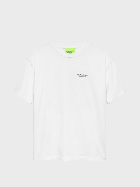New Amsterdam Surf Association Knocked Tee in wit met klein geborduurd logo op de borst