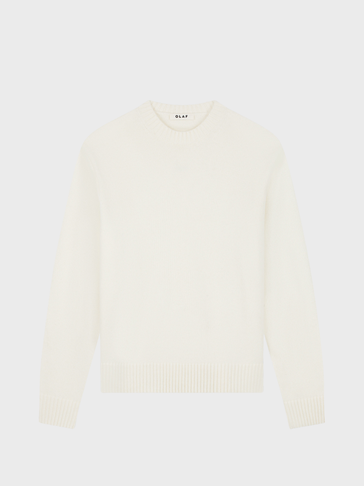 OLAF Essential Knitted Crewneck in Offwhite, front view