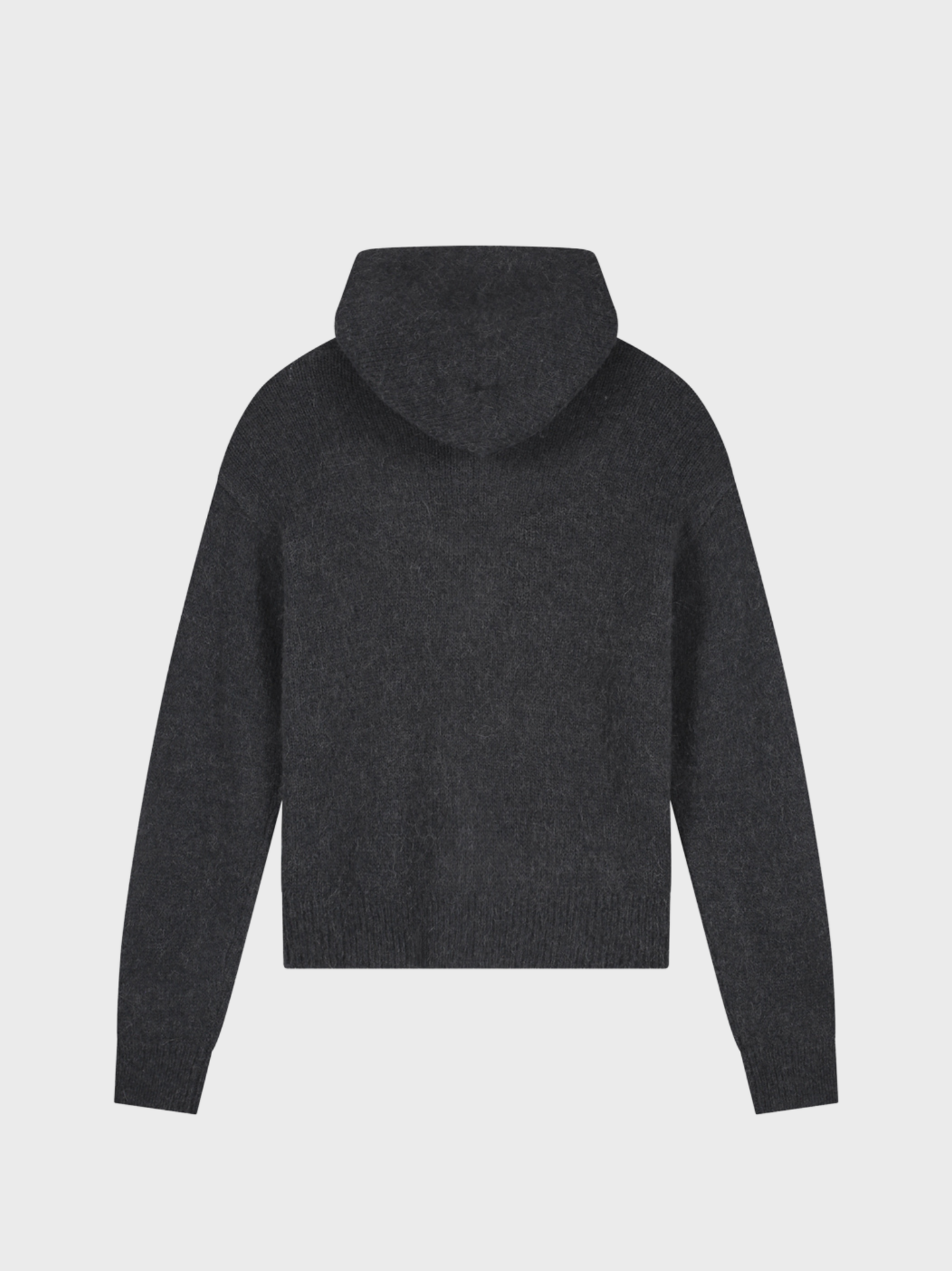 OLAF Zip Knitted Hoodie in Charcoal, back view