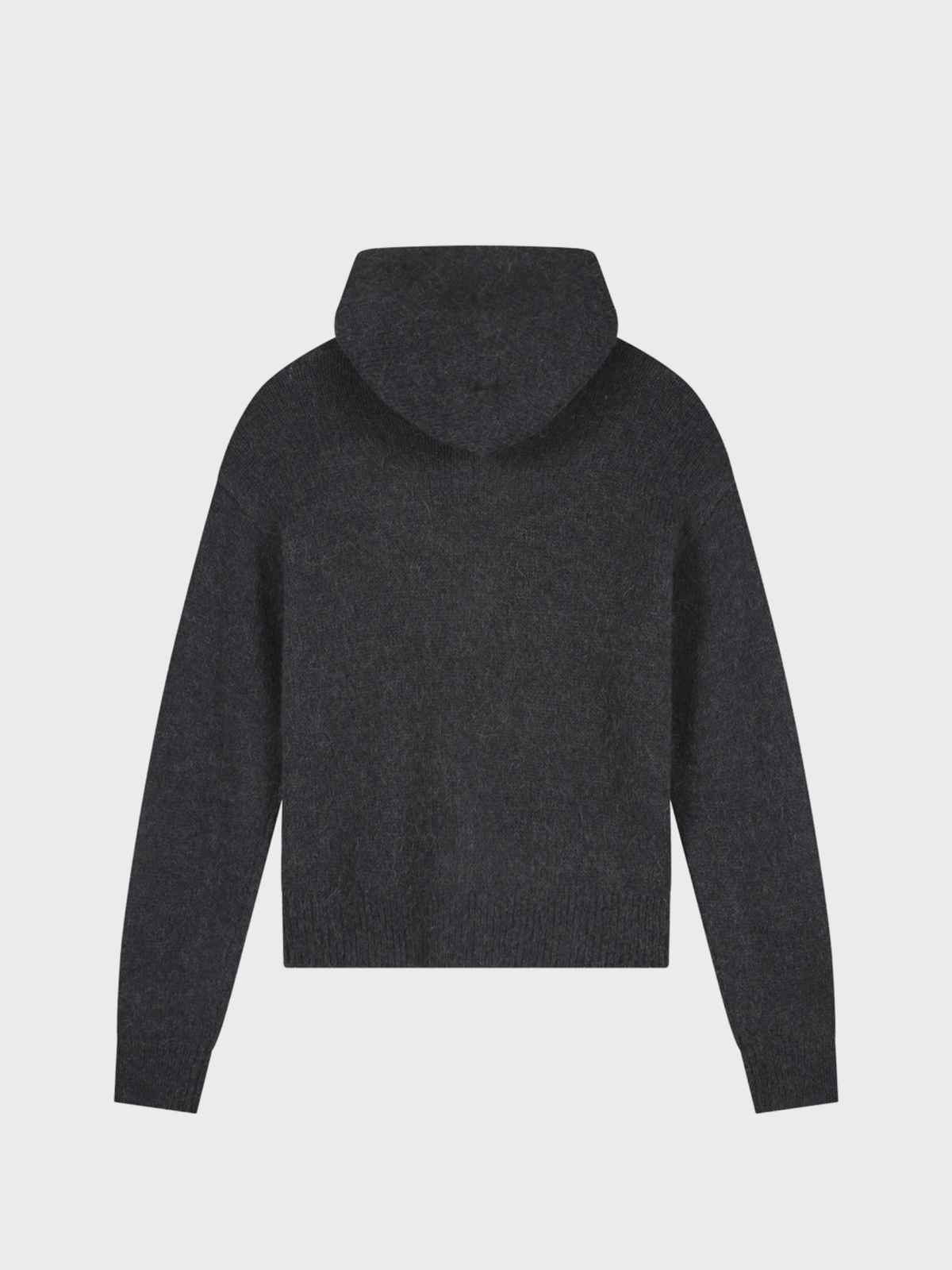 OLAF Zip Knitted Hoodie in Charcoal, back view