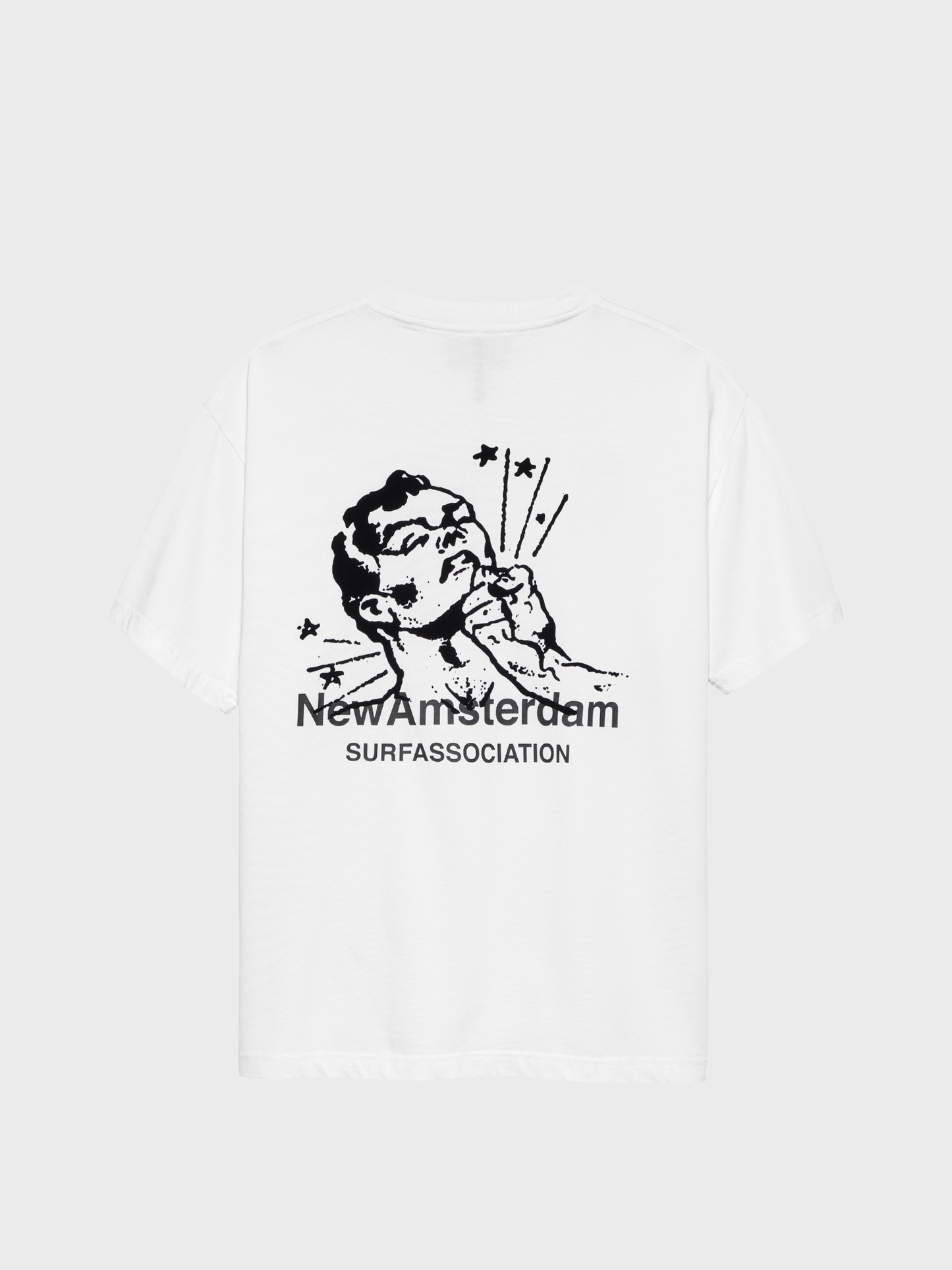 New Amsterdam Surf Association Knocked Tee wit met zwartwit opdruk voorkant