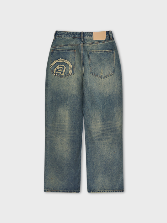 Waxed A Logo Jeans