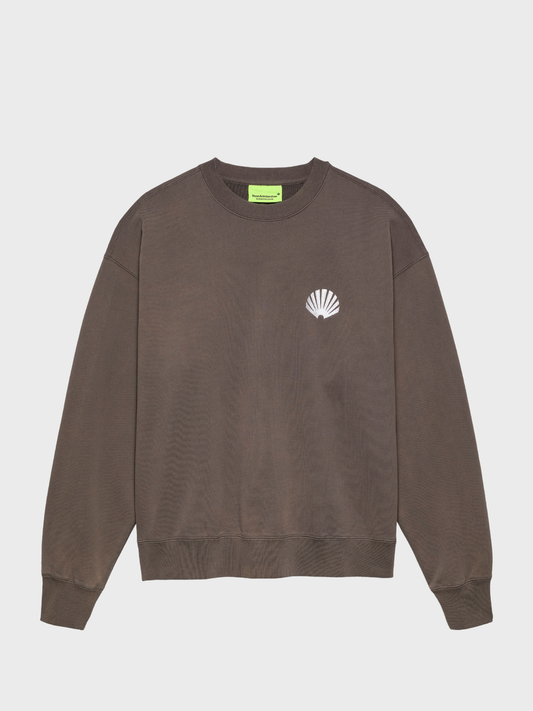 New Amsterdam Surf Association Logo Crewneck in Falcon/White, front view with shell logo