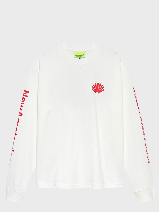 Logo Longsleeve Washed White/Deep Red