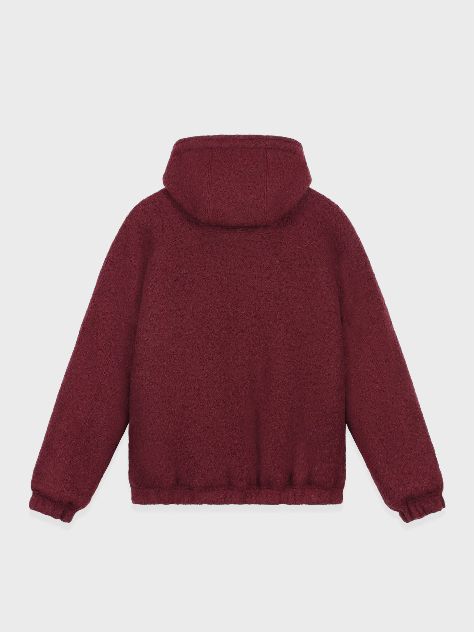 Arte Antwerp Boiled Wool Hooded Jacket in Bordeaux, achteraanzicht