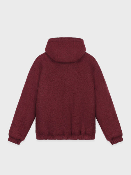 Arte Antwerp Boiled Wool Hooded Jacket in Bordeaux, achteraanzicht