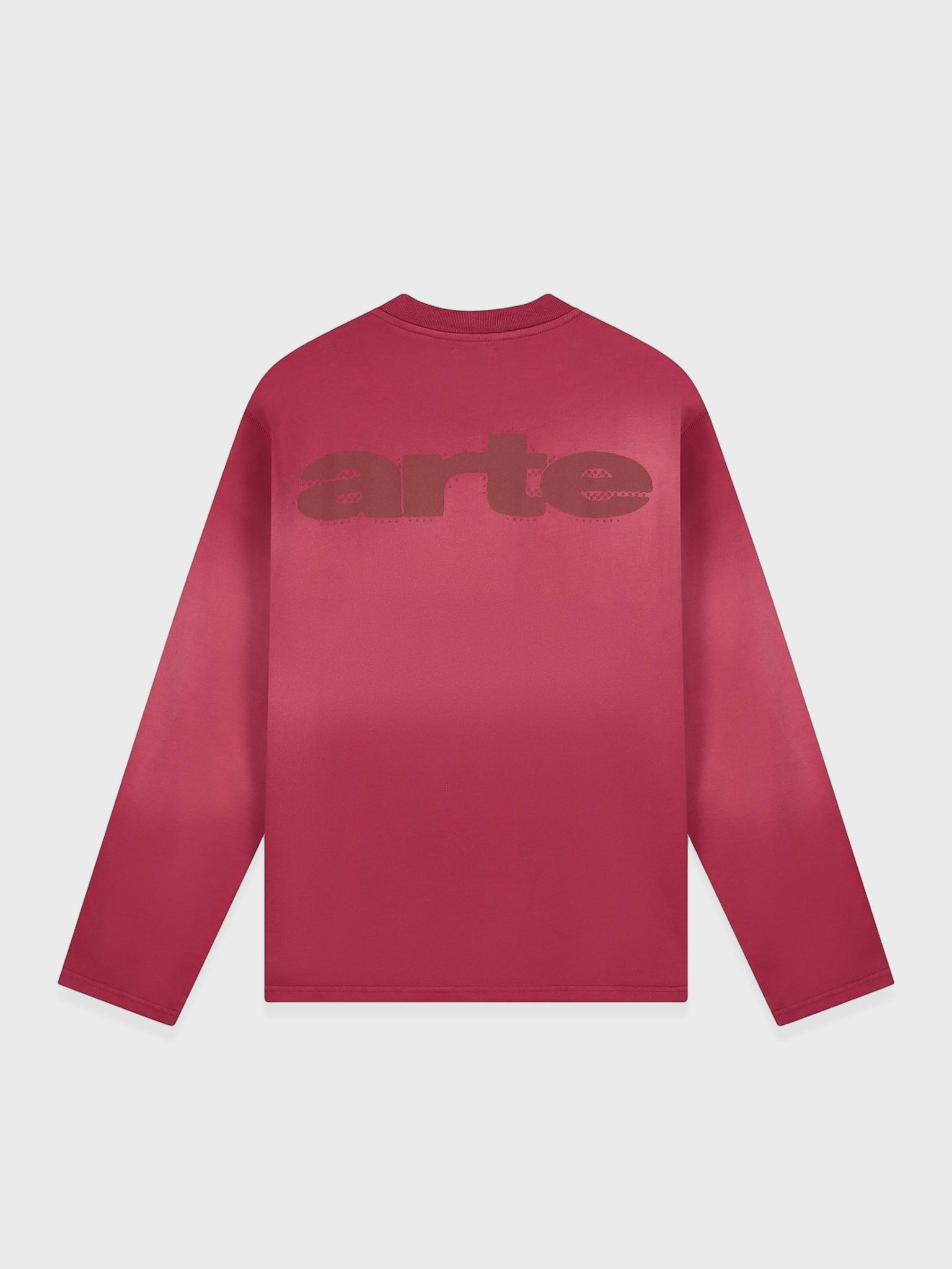 Arte Antwerp Stencil Sunfade Longsleeve in Bordeaux, voorkant met geborduurd logo
