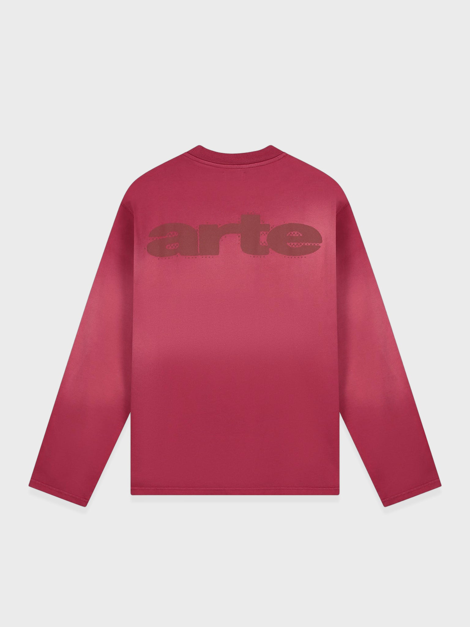 Arte Antwerp Stencil Sunfade longsleeve in Bordeaux met gedrukte opdruk op voorkant