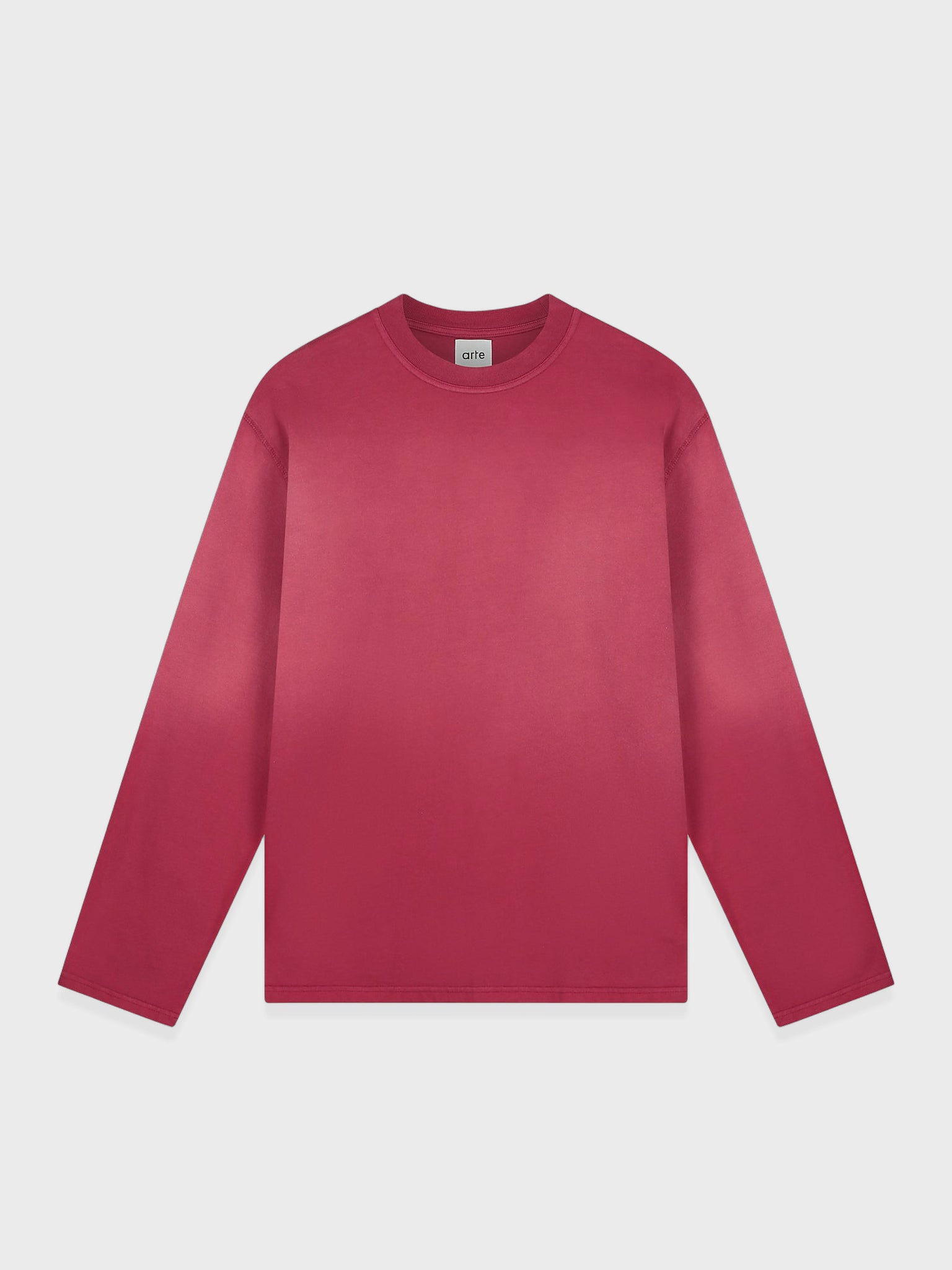 Arte Antwerp Stencil Sunfade Longsleeve in Bordeaux, vooraanzicht