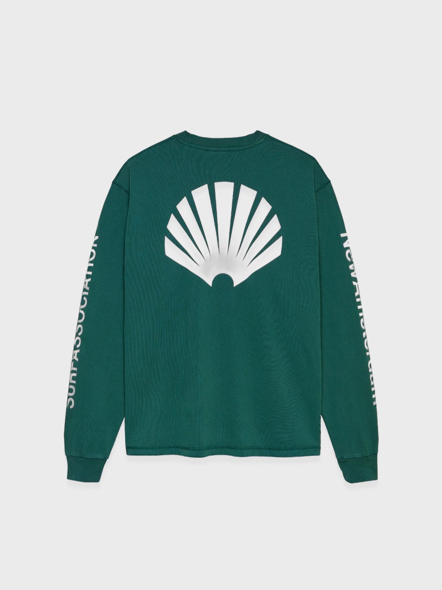 New Amsterdam Surf Association Logo Longsleeve in Bottle Green with white print on the back