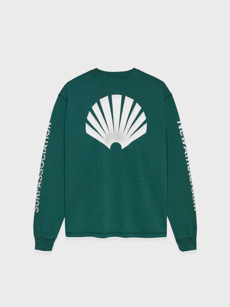 New Amsterdam Surf Association Logo Longsleeve flessengroen met witte print op de achterkant