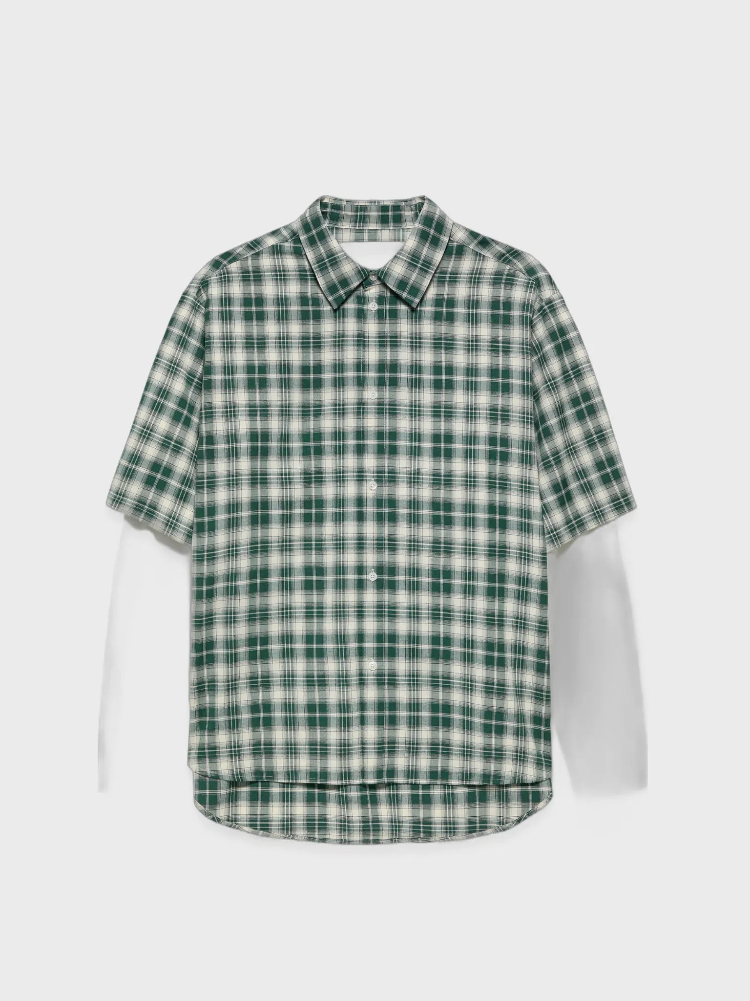 New Amsterdam Surf Association Double Layer Shirt groen/wit geruit shirt met korte mouwen en kraag