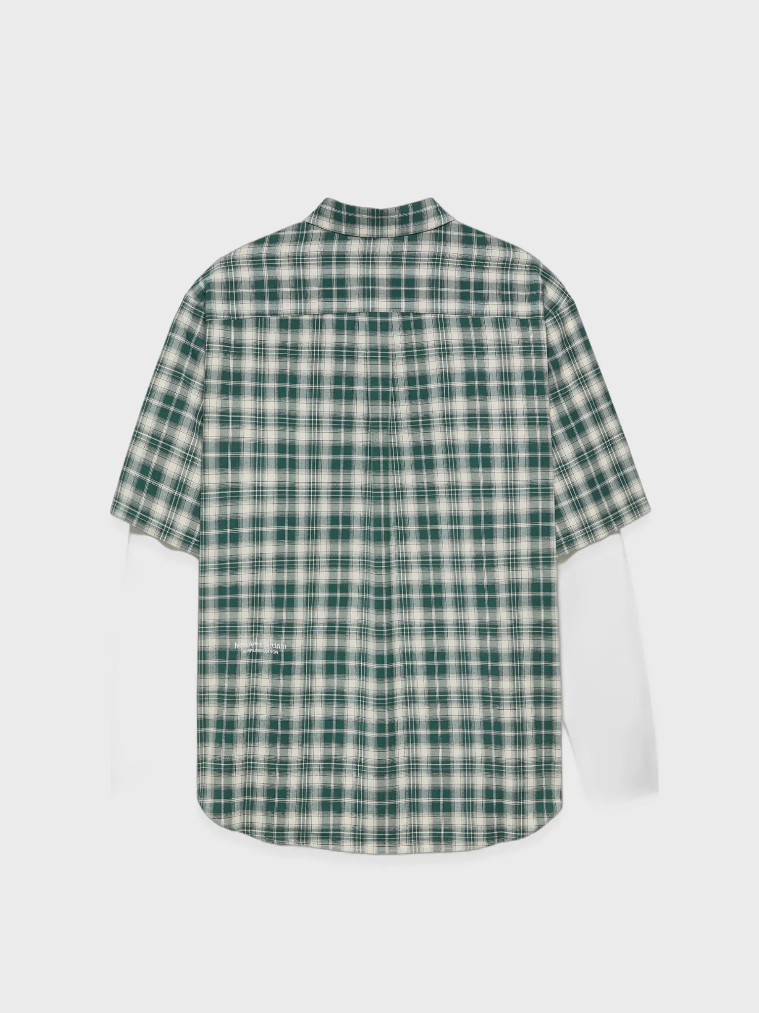 New Amsterdam Surf Association Double Layer Shirt in groen/witte ruit, voorkant