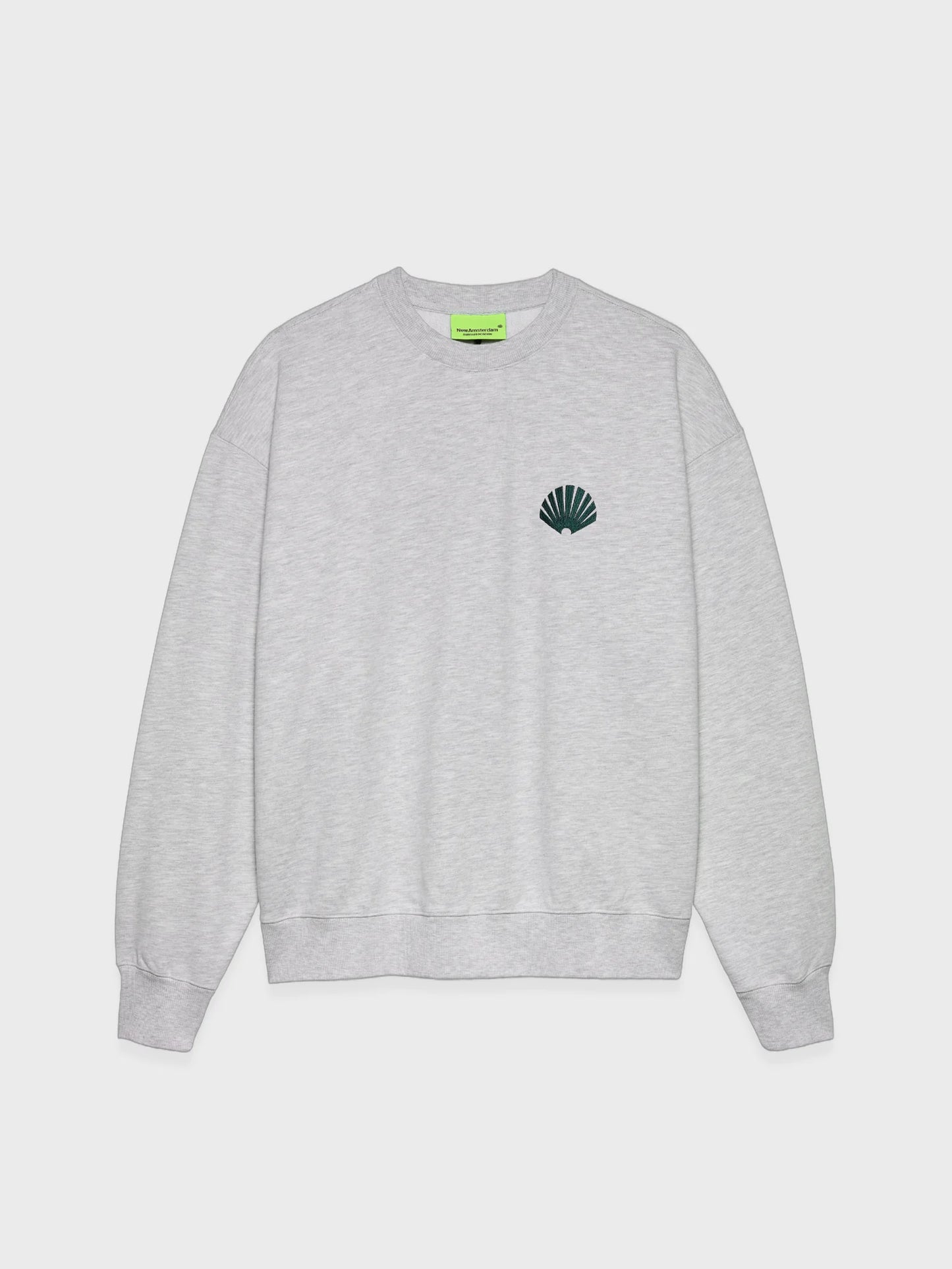 New Amsterdam Surf Association Logo Crewneck sweatshirt in Ash with dark green shell embroidery on chest