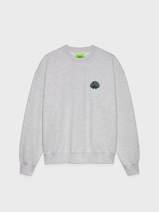 New Amsterdam Surf Association Logo Crewneck sweatshirt in Ash with dark green shell embroidery on chest