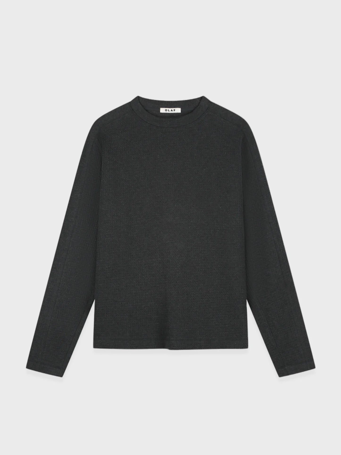 OLAF Waffle Crewneck in Charcoal, voorkant