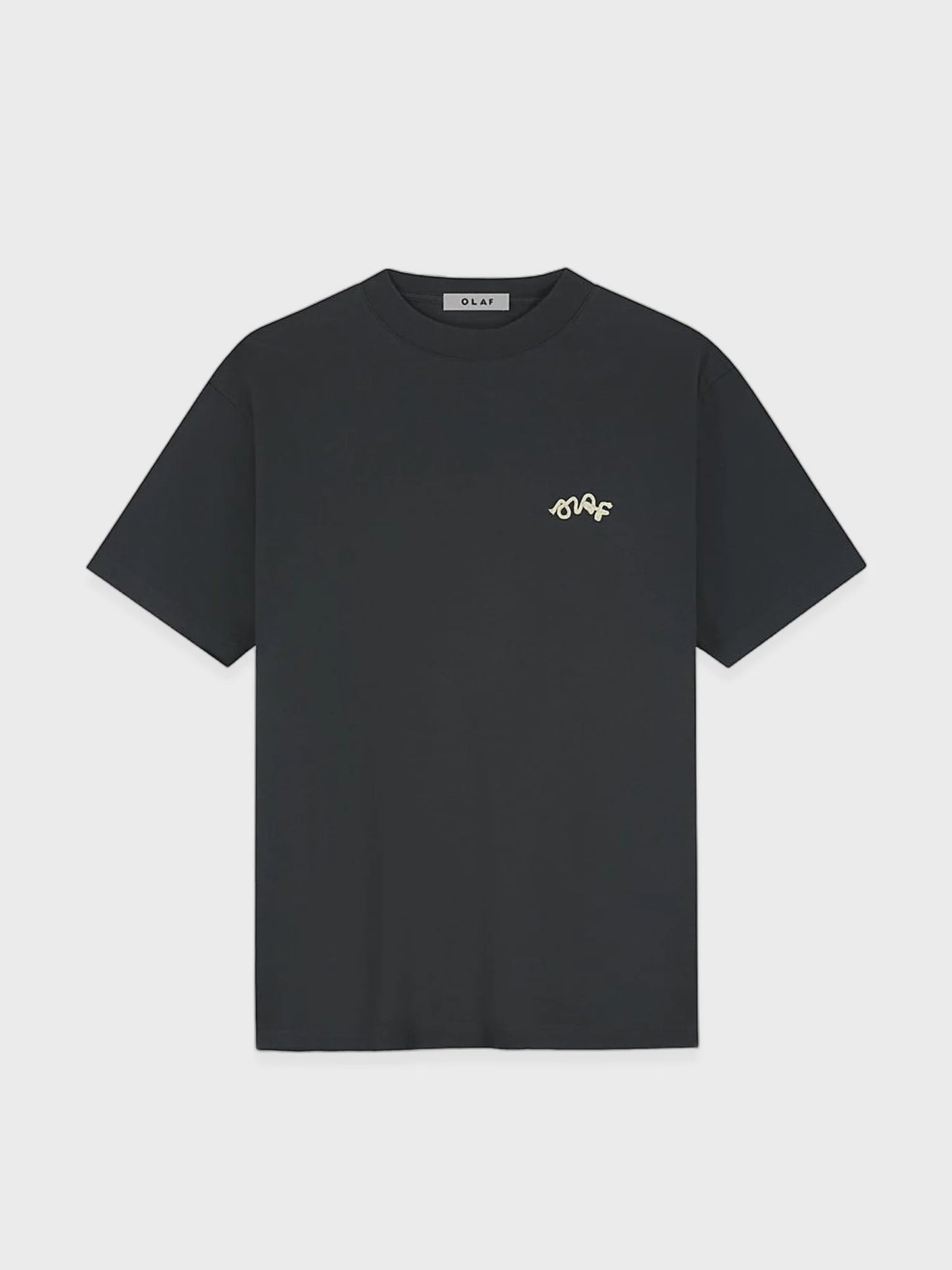 OLAF Lasso Signature Tee in charcoal met geborduurde logo op borst