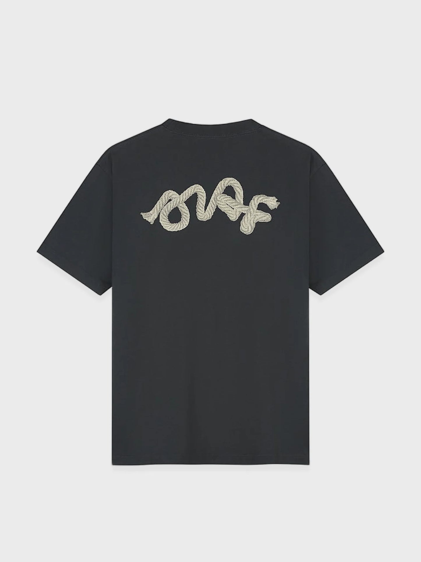 OLAF Lasso Signature Tee in Charcoal, voorkant met rope-grafic print
